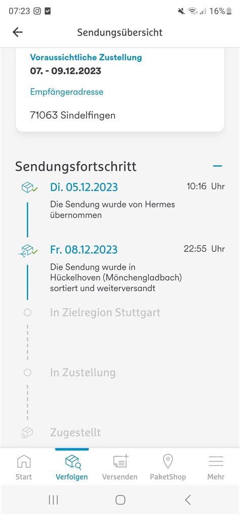 hermes voraussichtliche zustellung wieder weg|Hermes sendung status.